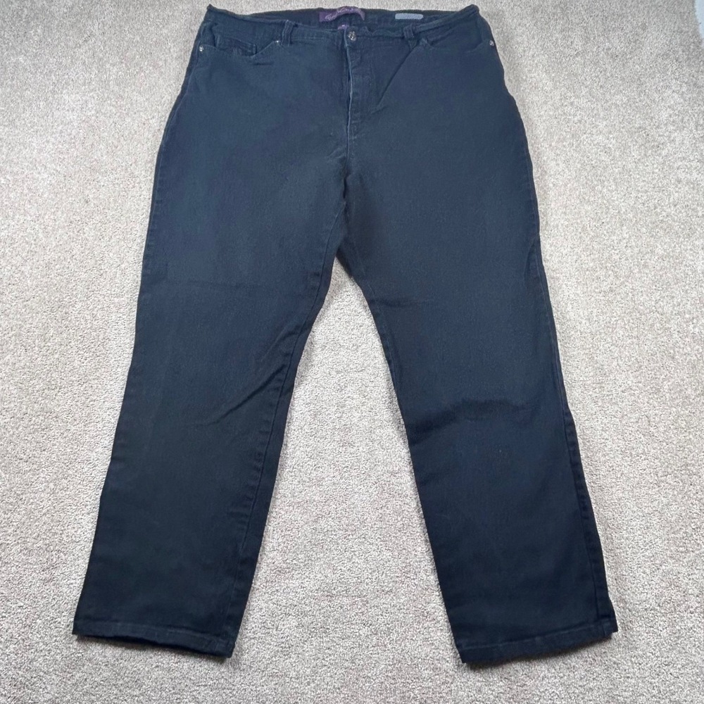 Gloria Vanderbilt Amanda Black Tapered Jeans Womens 18 Short High Rise Stretch - Picture 1 of 8